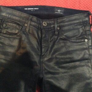 AG Jeans, Blue with leather-look. "The Legging Ankle" 23R, Sexy, Stylish, Y2K
